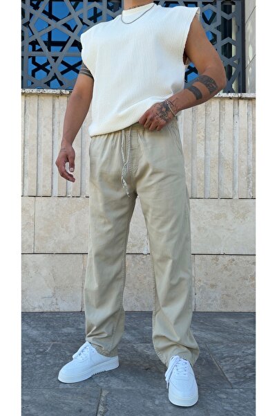 PEERLESS STORE Washable Gabardine Slim Baggy Fit Trousers