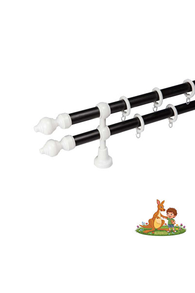 KLEIDECO Galerie dubla perdea MINIMALIST, Plastic, Diametru 28 mm, 160 cm, Ne...
