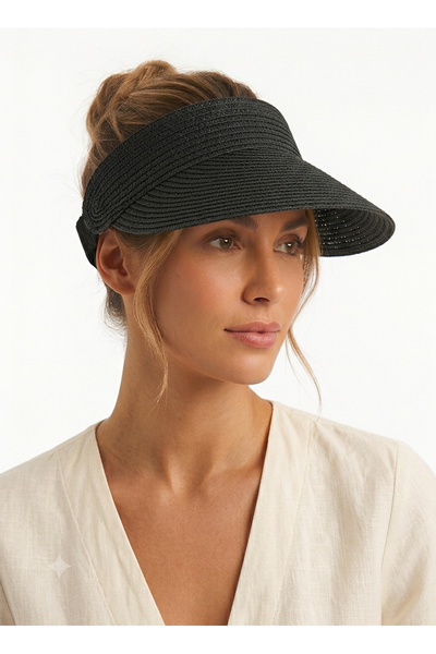 STELLA VESTİNO Straw Adjustable Summer Sports Visor Hat - Foldable Premium Be...