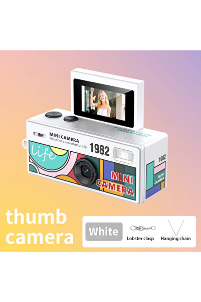 Choice8 White Ourlife Mini Thumb Camera 0.96inch Flip Screen Keychain Camera ...
