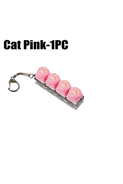 Choice9 Cat Pink-1PC LED Light Keyboard Keychain Fidget Toy Clickable Button ...