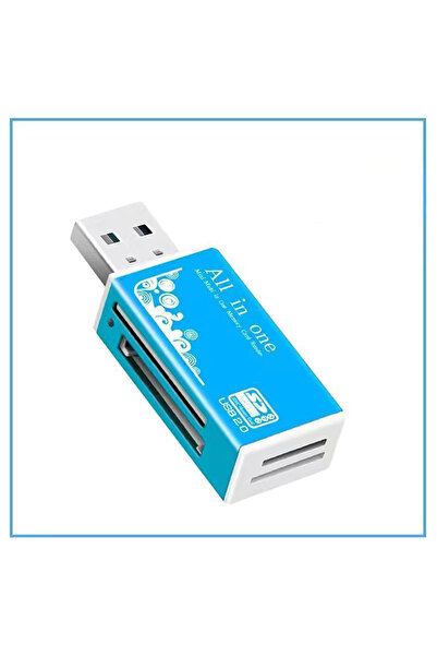 Choice4 Blue Alloy Card Reader 4 Ports USB2.0 Micro SD TF M2 MS Pro Duo MMC S...