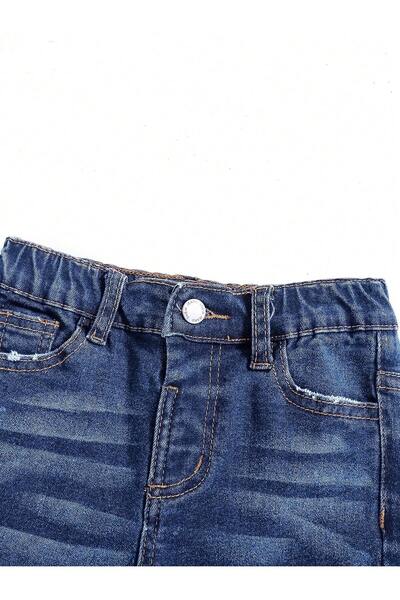 JO FASHION Stretchy Skinny Jeans with Distressed Split Detailing and Dark Wash for Comfortable and Cool Everyday Wear for Toddler Boys
