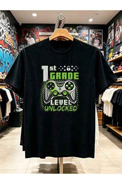 En22 1pc Men' Gaming T-Shirt Retro Level Up Suitable Back to School, Casual R...
