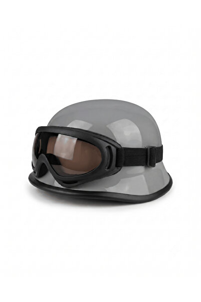 MTS M20 Nazi Tipi Yarım Kask (Gözlüklü) - Gri