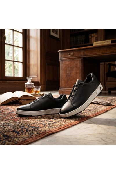 By Barretti Black Rubber Lace-Up Metal Sole Sneaker