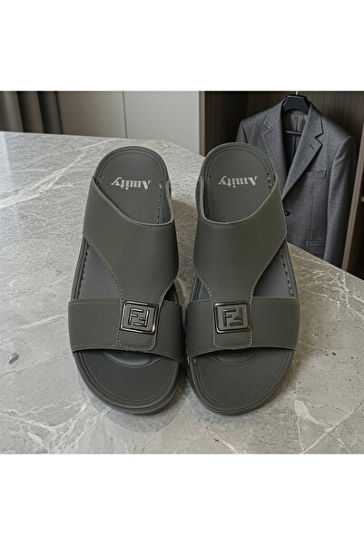 Chyfly Men's PU Leather Cross Strap Sandals Summer Non-Slip Flat Slippers Cas...