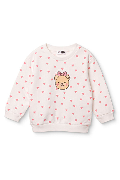 ebebek Hello Baby HelloBaby Kız Bebek Sweatshirt Ayı Baskılı Bisiklet Yaka Lo...