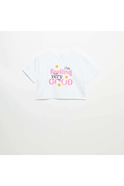 KIABI Short-sleeved T-shirt with embroidery WHITE