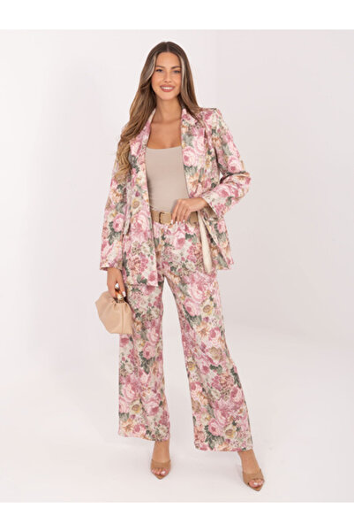 rue parıs Pantaloni Dama Lunga, Floral, RUE PARIS, Roz
