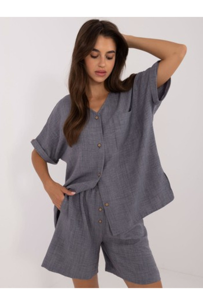 LAKERTA Women's Suit, LAKERTA, Cotton, Short Sleeve, Dark Gray, model LK-KM50...