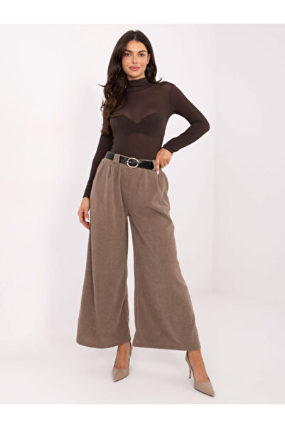 rue parıs Women's Pants, RUE PARIS, Polyester, Texture, Dark Beige, model IT-...