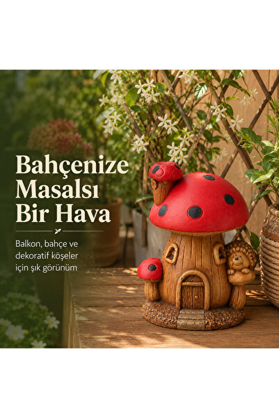 YuumiCo Bahçe Mantar Figürü | Dekoratif Bahçe Mantar Ev Heykeli