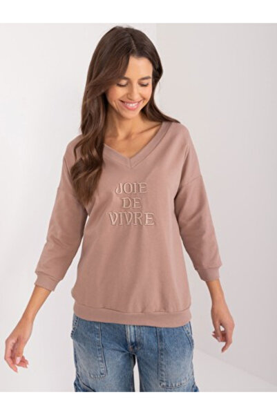 Relevance Bluza Dama, RELEVANCE, Bumbac, Maneca 3/4, Bej inchis, model RV-BZ-...