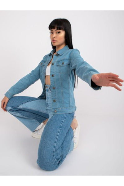 rue parıs Women's Jacket, RUE PARIS, Cotton, Long Sleeve, Light Blue, model R...