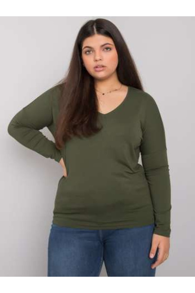 Relevance Bluza Dama Maneca lunga, Decolteu in V, RELEVANCE, Khaki Eleganta O...