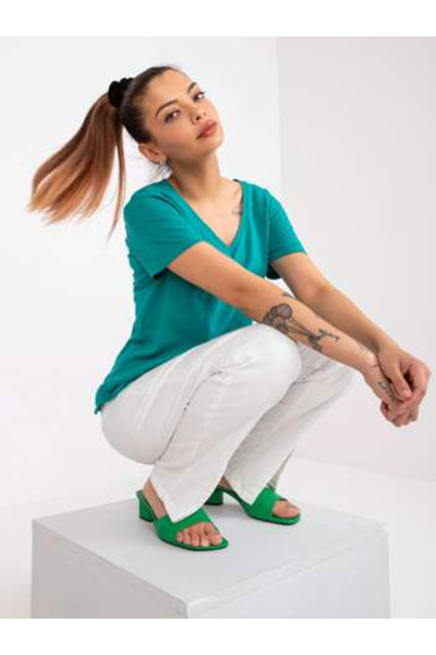 Mayflies Tricou Dama Mini, Decolteu in V, Mayflies, Verde Casual Marimi Mari ...