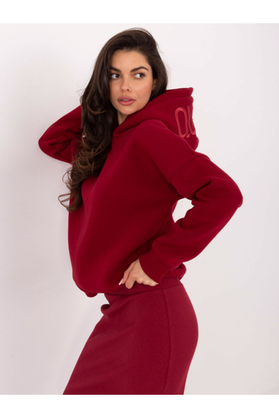 Relevance Women's Sweatshirt, RELEVANCE, Cotton, Long Sleeve, Bordeaux, model...