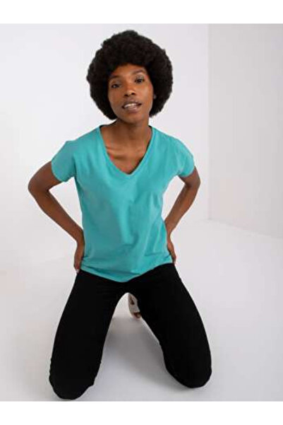 Basic Feel Good Tricou Dama Mini, Decolteu in V, BASIC FEEL GOOD, Turcoaz Cas...