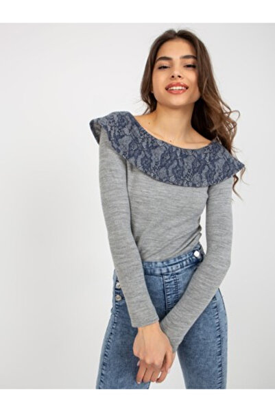 LAKERTA Pulover Dama Maneca lunga, Dantela, LAKERTA, Gri