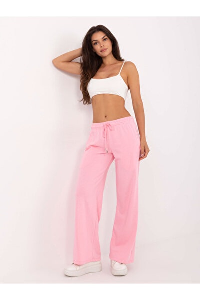 Relevance Pantaloni Trening Dama Larga, Bumbac, RELEVANCE, Roz Casual Model R...