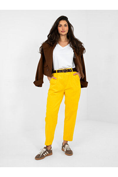 Italy Moda Pantaloni de damă, ITALY MODA, Bumbac, Galben, model IT-SP-FL9767-...
