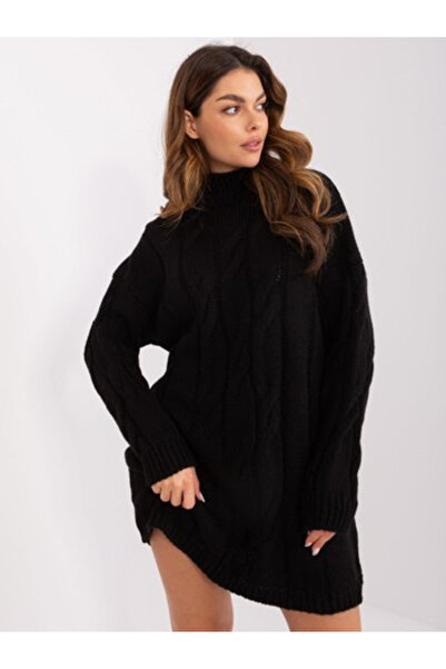 rue parıs Rochie Dama Maneca lunga, Guler inalt, RUE PARIS, Negru Eleganta Of...