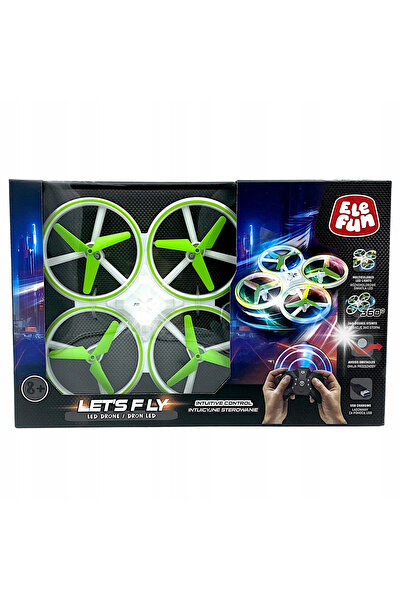 ELEFUN Dronă LED acrobații 360 °   3 trepte de viteză, telecomandă albă/verde