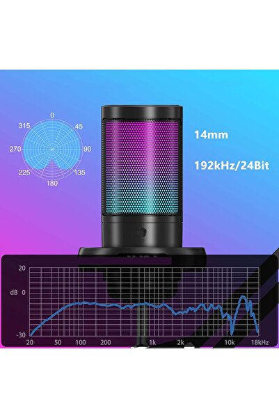 bedee Microfon de studio capacitiv USB pentru gaming, set cu stativ