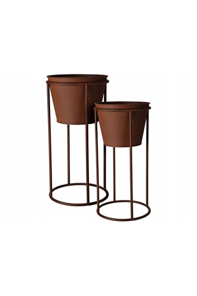 Home Styling Collection Ghivece cu picioare, cu efect de rugină metalică, 2 b...