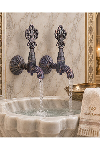 vb vitrinbanyo Antique Copper Kurna Faucet Set of Two Antique Brass Ottoman F...