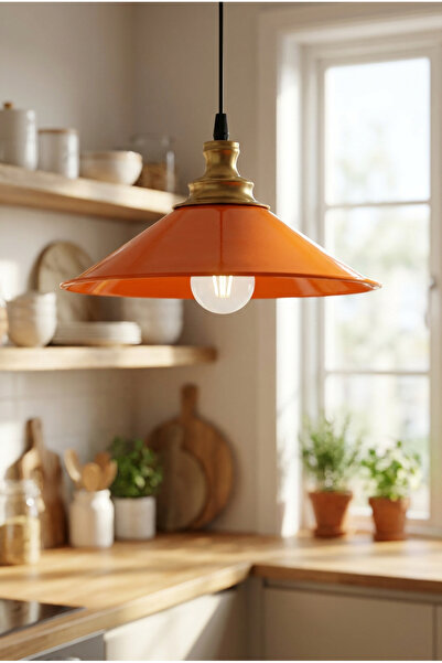 LUMINZO Loren Bohem Metal Eskitme Aksesuar Turuncu Metal Sarkıt 30 Cm Avize S...
