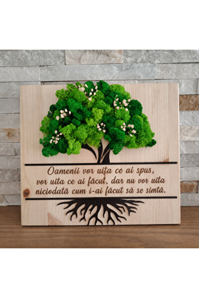 CREATIVITATEPLUS Decoratiune din lemn si MDF Copacul vietii cu licheni, cu su...