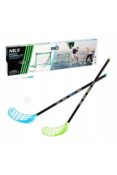 Nilsport 2 Poșete pliabile + 2 Crose + Minge Set de joc de unihockey în curte