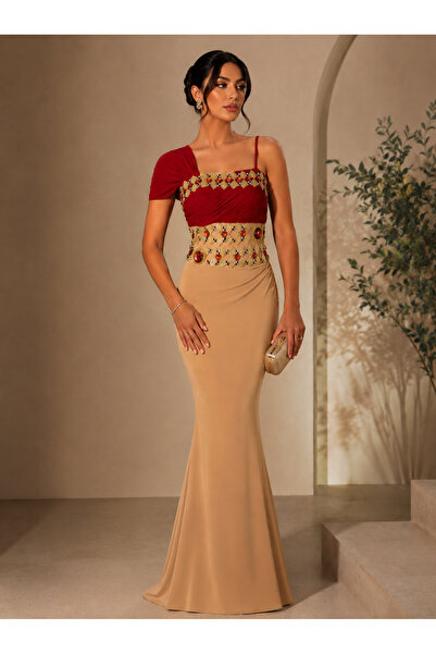 ASIAN Lina Dress, Luxurious and Elegant Stretch Evening Gown, Available in Go...