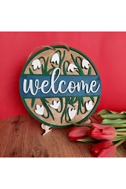 CREATIVITATEPLUS Ξύλινη διακόσμηση Wellcome Spring, με βάση, 20 εκ.