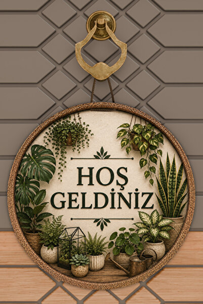 Dormot Home Welcome Written Plant Themed Round Door Ornament Digital Printing...