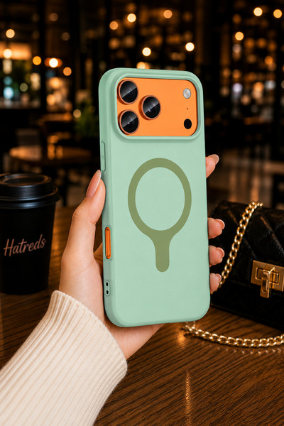 Hatreds iPhone 17 Pro Max Uyumlu MagSafe Silikon Kılıf Turkuaz