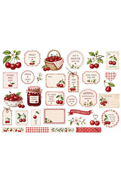 TELLGRAF Cherry Themed Sticker Set (30X21 cm 1 Piece)