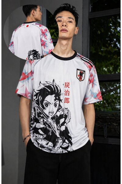 Fuddy Moda Unisex Demon Slayer Tanjiro Forma, Oversize Anime Temalı Jersey Ts...