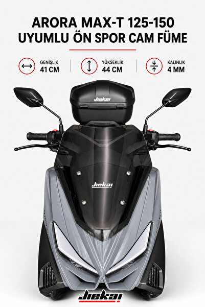JİEKAİ ARORA MAX-T 125-150 UYUMLU ÖN SPOR CAM FÜME (GENİŞLİK: 41 CM YÜKSEKLİK...