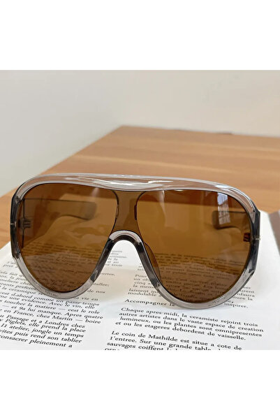 Choice1 Grey Brown New Fashon Oversized One-piece Shield Sunglasses For Women...