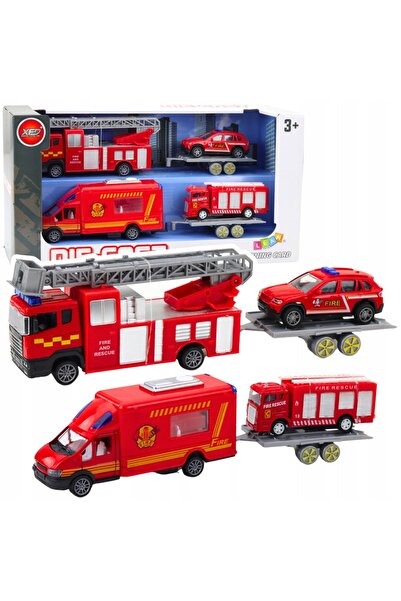 LeanToys Set de vehicule de pompieri cu propulsie prin frecare