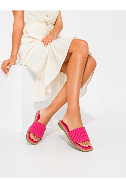 POTEEN Women's Fuchsia Drawstring Casual Summer Slippers