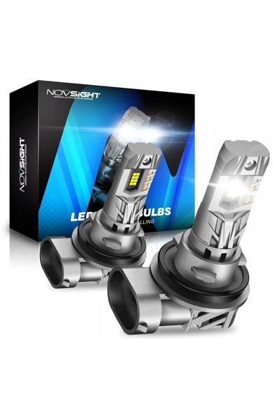 NOVSIGHT Becuri LED H8 H11 H16 12V Compacte Retrofit Puternice 6500K Alb Halogen