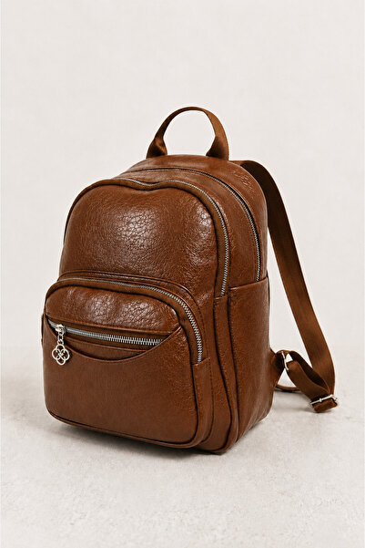 MILANOFOX Women's Tan Functional Multi-Pocket Leather Detailed Daily Leather ...