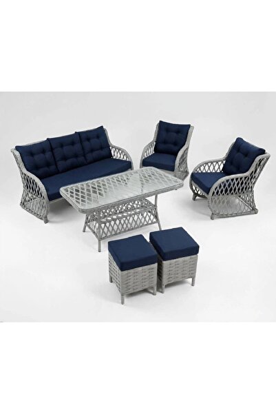 Casafun Bosfor Hanzade Garden Set cu Rattan, o canapea 3 locuri, 2 fotolii, 2...