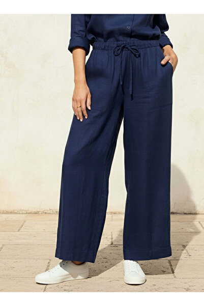 FAV Wide Leg Flexi Waist Cut and Sew Linen Blend Pants