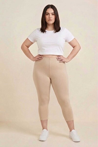 Brashop Women's Skin Color Plus Size Cotton Lycra Below Knee Capri Leggings |...