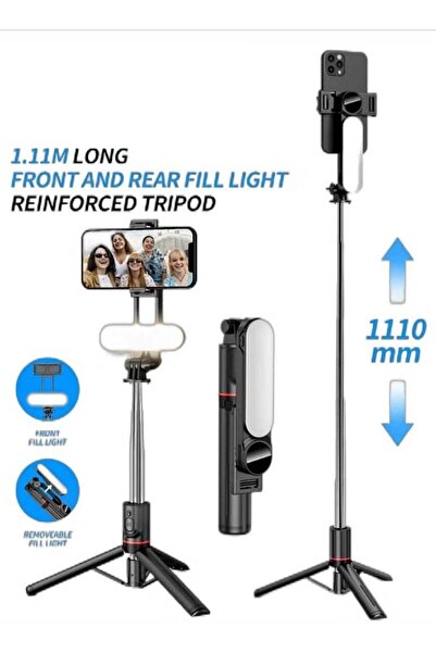 Generic 43.7 Inches Selfie Stick Tripod, Extendable Tripod with Rechargeable ...